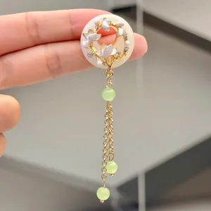 New Chinese retro style cheongsam brooch Hanfu tassel peace buckle elegant jewelry pin display
