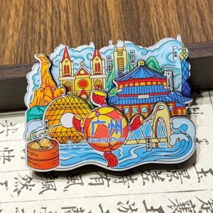 Guangzhou repère souvenir aimant de réfrigérateur bois cadeau culturel créatif aimant