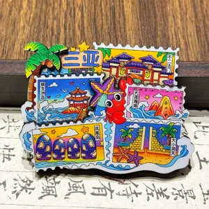 Sanya tourisme créatif aimant de réfrigérateur en époxy bois souvenir lieu pittoresque détails