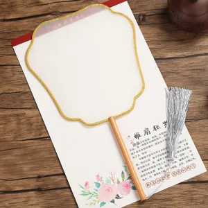 Traditional Chinese round fan blank silk fan with wooden handle and tassel for DIY painting