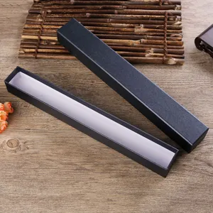 Black gift box for 8 and 10 inch folding fans, elegant packaging box with lid and base design.