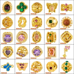Gold plated DIY jewelry beads copper loose spacer charms wholesale collection set