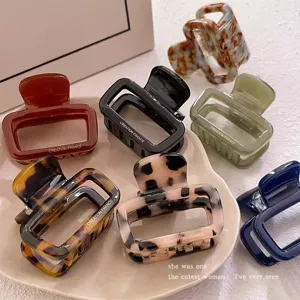 Vintage Aushöhlen Acetat Haarklammer Elegant Geometrisch Rechteck Hai Clip Mode Haar-Accessoires Für Damen Haarstyling