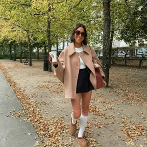Femme Automne Casual Revers Manches Longues Manteau Doux Vêtements Veste Tendance