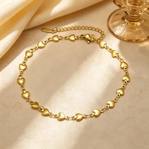 Stainless steel gold heart chain bracelet minimalist fashion women jewelry accessory