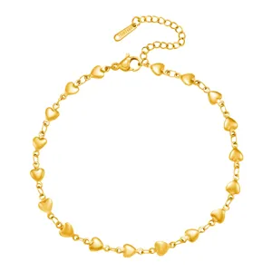 Gold stainless steel heart chain detail, delicate metal links, elegant jewelry accessory
