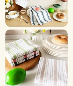Set de torchon de cuisine en coton rayé style nordique, essuie-tout absorbant pour la maison.