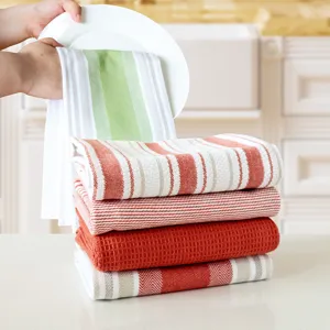 Juego de paños de cocina de algodón teñido en hilo, paños de limpieza absorbentes para el hogar.