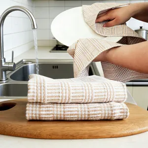 Thickened Yarn-Dyed Striped Cotton Kitchen Towel Absorbent Dish Cloth Tea Towel For Home Kitchen Cleaning And Dining
