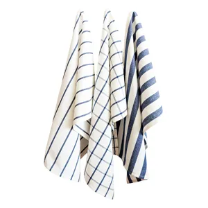 Coton teint en fil carreaux et rayures bleu torchon de cuisine lot pour la maison