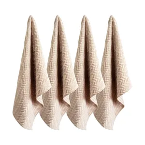 Yarn-dyed striped thickened cotton kitchen tea towels, absorbent dishcloths set of 4.