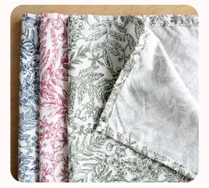 Baumwolle quadratische Stoffserviette mit botanischem Blattdruck fur Tischdeko.