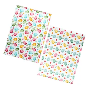 Paño de cocina de pascua de algodón puro estampado diseño de huevos coloridos