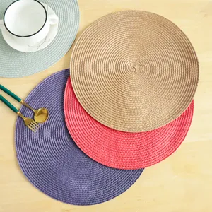 Solid Color Round PP Place Mat Heat Resistant Non-Slip Table Mat Washable Kitchen Dining Table Protector Home Decor
