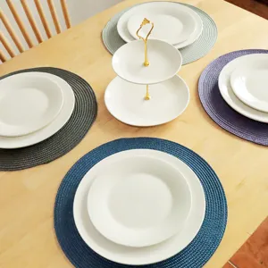 Round PP placemat solid color heat resistant table mat kitchen dining table decor main