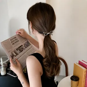 Stile Coreano Fermaglio per Capelli Fiocco Argento Coda di Cavallo Accessorio Metallo Dettaglio