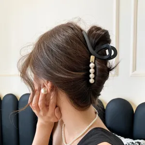 Retro Koreanischer Stil Matt Große Haarkralle für Damen Mit Künstlicher Perle Quaste Elegant Starker Halt Rutschfeste Haarklammer Zubehör