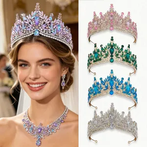 Corona da Sposa in Cristallo a Foglia Tiara in Lega di Strass Accessorio per Capelli per Matrimonio Donna Gioielli