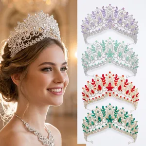 Barock Vintage Legierung Strass Krone Tiara Luxuriöser Braut Hochzeit Kopfschmuck Funkelnde Kristall Königin Haar Krone Zubehör Für Party Damen