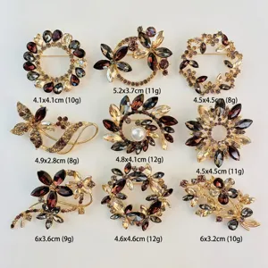 Broche fleur en cristal vintage ensemble, élégant corsage strass bijoux pour femme mode chic.