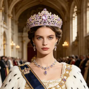Exquisites Kristalltiara Detail, koeniglicher lila Strass Hochzeitkronen Brautkopfschmuck