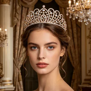 Elegant European crystal rhinestone wedding crown tiara, stunning bridal hair accessory for updo styling.