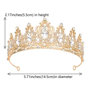 Goldene Braut Strass Tiara Krone Kristall Hochzeit Haarschmuck für Damen Abendparty.