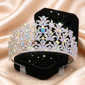 Silver bridal tiara crystal hair accessory for wedding party birthday banquet gown decor