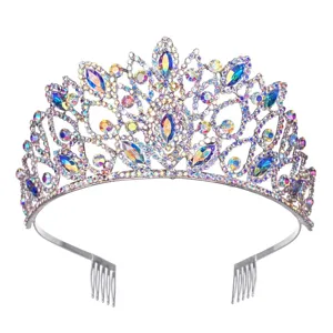 Hochwertige Braut Kristall Strass Tiara Krone für Frauen Hochzeit Geburtstag Party Haarschmuck