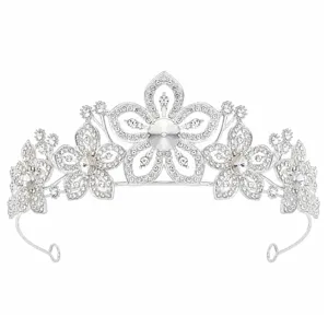 Prachtig zilveren legering kristal bloemen tiara detail voor bruids bruiloft haaraccessoires.