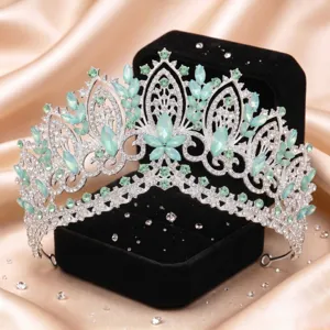 Barock Kristall Braut Tiara, elegante silberne Legierung Strass Krone fuer Hochzeit Haar.