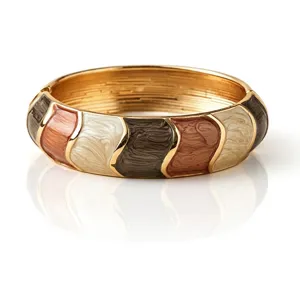 Detailed shot of retro zinc alloy enamel color block bangle bracelet, elegant and chic jewelry.
