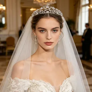 Stunning crystal tiara princess crown headwear, elegant bridal hair band for wedding party.