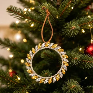 Weihnachtsbaum Strass Hängeornament dekorativer metallischer Kranz Anhänger Festdeko