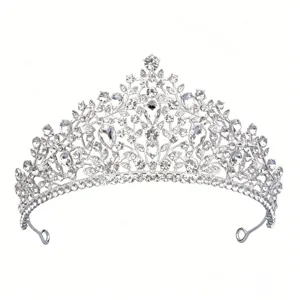 Bridal Silver Rhinestone Tiara Crystal Baroque Crown Wedding Hair Accessories Headpiece