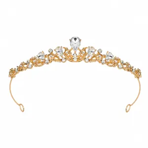 Gouden Kristal Tiara Kroon Strass Bruid Haarband Huwelijk Haaraccessoires Prachtig