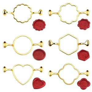 Anello in Metallo per Sigillo in Cera Stampo Cornice Fissatore Lega di Zinco Tondo Cuore Quadrifoglio Strumenti per Fai da Te