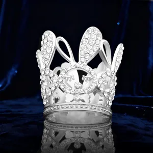 Detalle pequeña corona de aleación de estrás, brillante tiara para decoración de cumpleaños.