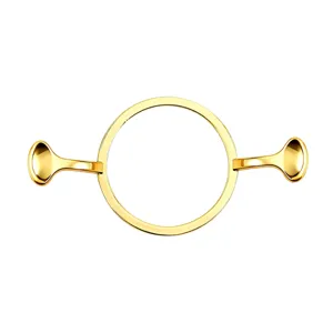 Supporto per anello sigillo in cera metallico dorato, vista dettagliata strumento.
