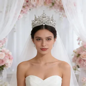 Stunning bridal tiara with sparkling crystal rhinestones, perfect for wedding hair accessories.