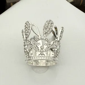 Diamantes de imitación aleación conejo corona niños cumpleaños fiesta accesorios plata