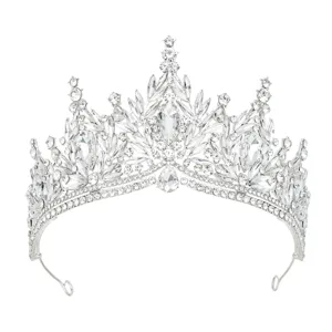 Stunning silver rhinestone bridal tiara crystal crown exquisite wedding hair accessory detail.