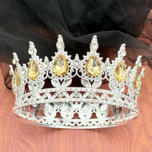 Corona diadema in lega barocca con gocce per matrimonio e decorazione di torte.