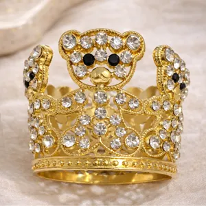 Rhinestone Alloy Cute Bear Small Crown Birthday Flower Decoration High-End Crown Ornaments