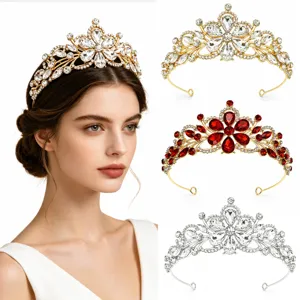 Baroque Alloy Rhinestone Bridal Crown Tiara Vintage Luxury Flower Vine Hair Band For Wedding Party Women Headwear Gift