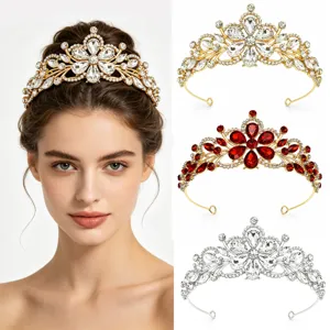 Bridal rhinestone tiara crown crystal hair accessory for wedding party headpiece style.