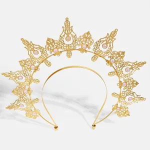 Gothic halo crown headband Baroque sunburst tiara festival hair accessories for women