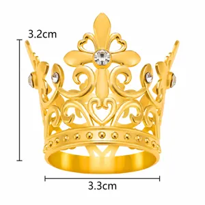 Couronne Dorée Décoration de Gâteau Croix Strass Anniversaire Fête Dessert Petite Tiara