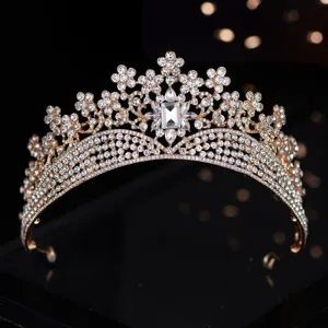 Vintage Barock Legierung Strass Braut Tiara Luxuriöse Krone Haarschmuck Für Hochzeit Bankett Festzug Abendkleid Abschlussball Damen Schmuck