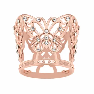 Couronne de papillon or rose pour gâteau avec strass brillants pour fête d'anniversaire.